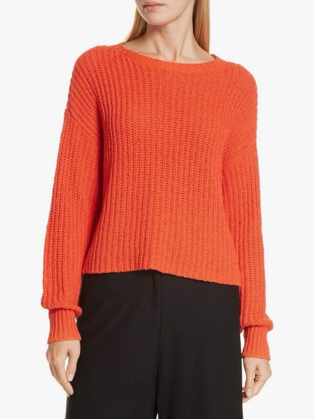 Eileen Fisher Organic Cotton Ribbed Knit Cropped Shaker Sweater Sz 2X